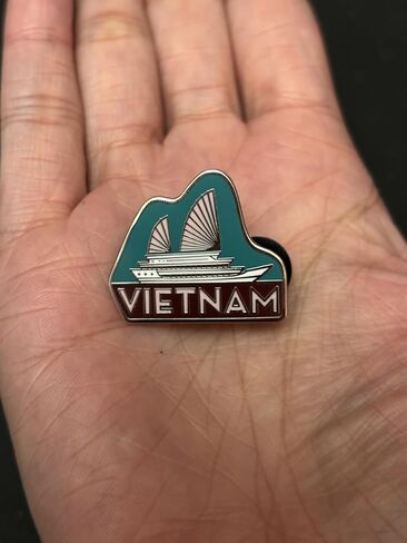 Vagabond Heart Vietnam Enamel Pin - Hard Enamel Lapel Pin Badge - Travel Souvenir Collectible - Metal Pin for Backpack Jacket Hat - Gift for Travelers - 1 inch with Butterfly Clutch in Saudi Arabia