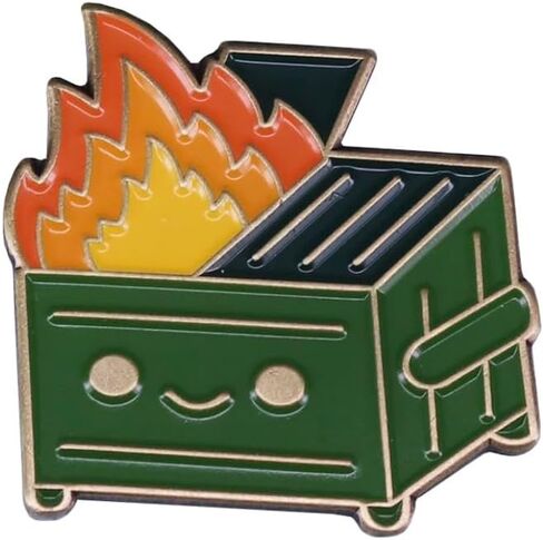 Green Dumpster Fire Soft Enamel Pin in Kuwait