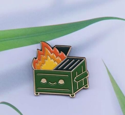 Green Dumpster Fire Soft Enamel Pin in Kuwait