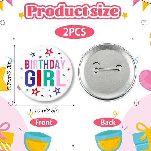 دبوس عيد ميلاد للفتيات، قطعتان من دبابيس عيد الميلاد المستديرة باللون الأبيض والملون، بقطر 2.3 سم، مثالية لديكورات وإكسسوارات حفلات عيد الميلاد in Kuwait