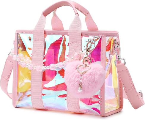 حقيبة صغيرة شفافة للملاعب والحفلات الموسيقية، حقيبة قزحية الألوان مع حزام حول الجسم، محفظة شاطئ شفافة مقاومة للماء in Kuwait