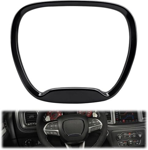 إطار زر التوجيه للتحكم المركزي متوافق مع دودج تشالنجر دورانجو 2015-2025، ملحقات غطاء التحكم في عجلة القيادة الملائمة تمامًا in Kuwait