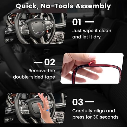 إطار زر التوجيه للتحكم المركزي متوافق مع دودج تشالنجر دورانجو 2015-2025، ملحقات غطاء التحكم في عجلة القيادة الملائمة تمامًا in Kuwait