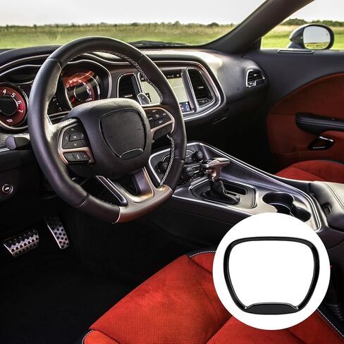 إطار زر التوجيه للتحكم المركزي متوافق مع دودج تشالنجر دورانجو 2015-2025، ملحقات غطاء التحكم في عجلة القيادة الملائمة تمامًا in Kuwait