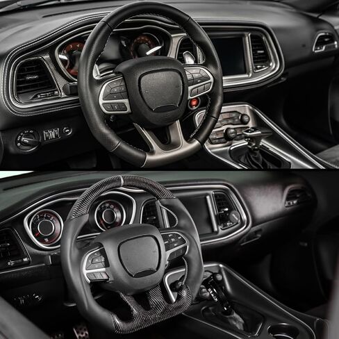 إطار زر التوجيه للتحكم المركزي متوافق مع دودج تشالنجر دورانجو 2015-2025، ملحقات غطاء التحكم في عجلة القيادة الملائمة تمامًا in Kuwait