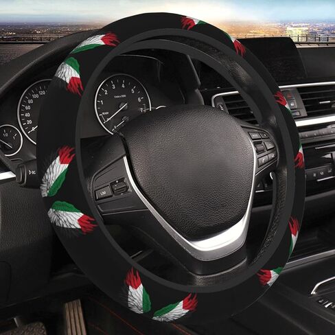 Palestine Palestinian Flag Wings Steering Wheel Cover for Men Women Universal Fit 15 Inch Anti-Slip Elastic Thickened Steering Wheel Cover in Saudi Arabia
