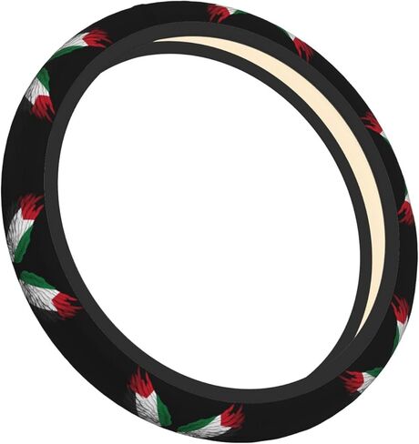Palestine Palestinian Flag Wings Steering Wheel Cover for Men Women Universal Fit 15 Inch Anti-Slip Elastic Thickened Steering Wheel Cover in Saudi Arabia