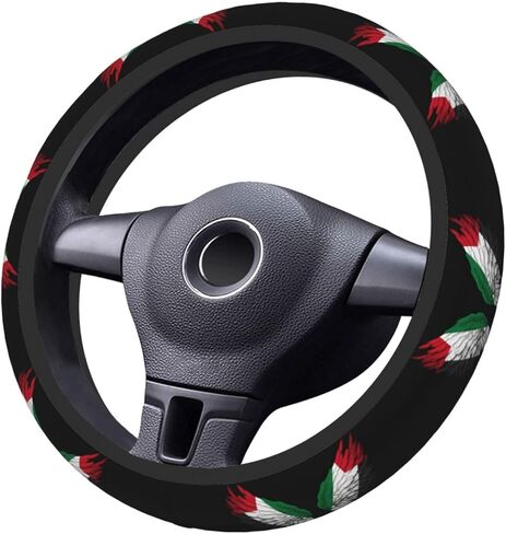 Palestine Palestinian Flag Wings Steering Wheel Cover for Men Women Universal Fit 15 Inch Anti-Slip Elastic Thickened Steering Wheel Cover in Saudi Arabia