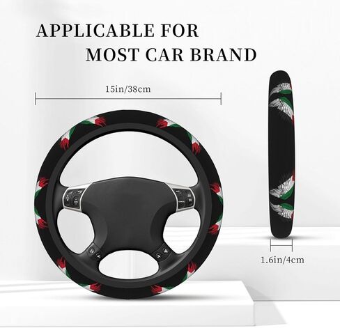 Palestine Palestinian Flag Wings Steering Wheel Cover for Men Women Universal Fit 15 Inch Anti-Slip Elastic Thickened Steering Wheel Cover in Saudi Arabia