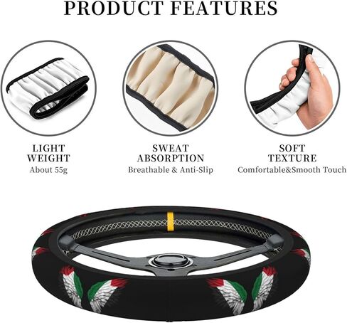 Palestine Palestinian Flag Wings Steering Wheel Cover for Men Women Universal Fit 15 Inch Anti-Slip Elastic Thickened Steering Wheel Cover in Saudi Arabia