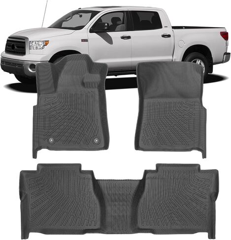 سجادات أرضية لسيارة Toyota Tundra Double Cab/CrewMax Cab 2007 2008 2009 2010 2011، بطانات أرضية مناسبة خصيصًا لسيارة Tundra جميع ملحقات بطانة السيارة المضادة للانزلاق للصف الأول والثاني مجموعة كاملة من سجادات السيارة in Kuwait