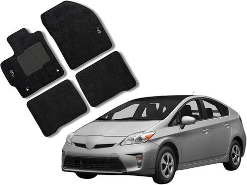 ecoMats Carpet Floor Mats for 2012 to 2015 Toyota Prius with Heel Pad and Safety Locks, Front and Rear, Black in Saudi Arabia