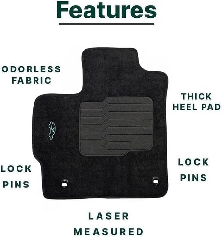 ecoMats Carpet Floor Mats for 2012 to 2015 Toyota Prius with Heel Pad and Safety Locks, Front and Rear, Black in Saudi Arabia