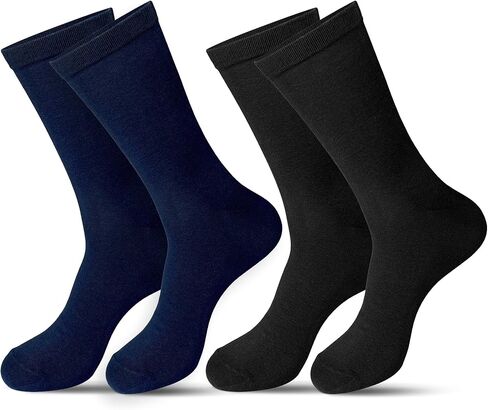 2 Pack Mens Dress Socks Combed Cotton Dress Crew Socks for Men Breathable Business/Casual Men's Socks Size 8-13 in Saudi Arabia