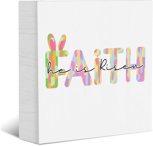 Funny Easter Decorations Bunny Decor Easter Decor Wooden Box Sign Home Farmhouse Office Bedroom Church Decorations Rustic Rabbit Wooden Box Block Plaque for Desk Table Bookshelf Tabletop in Saudi Arabia