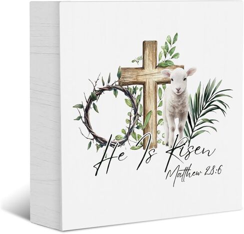 Funny Easter Decorations Bunny Decor Easter Decor Wooden Box Sign Home Farmhouse Office Bedroom Church Decorations Rustic Rabbit Wooden Box Block Plaque for Desk Table Bookshelf Tabletop in Saudi Arabia