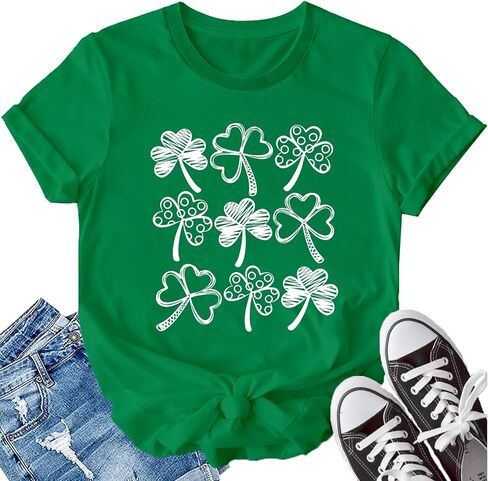 LBP St Patricks Day Shirt for Women Irish Lucky Shamrocks T-Shirt Paddy's Day Tees Saint Patrick's Day Tops in Saudi Arabia