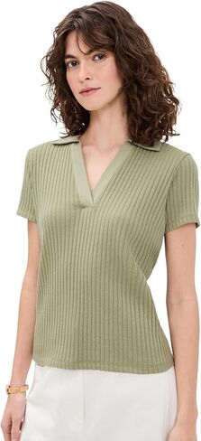 Vince Women's Rib Short Sleeve Polo in Saudi Arabia
