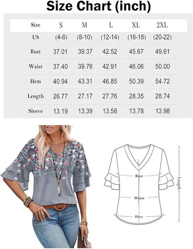Spring Tops for Women Boho Shirts Fashion Clothing Cute 3/4 Length Sleeve Blouses Dressy Casual Summer Outfits in Saudi Arabia