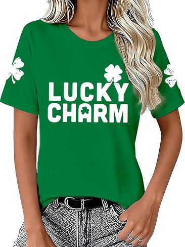 St Patricks Day Shirt Women Shamrock Lucky T-Shirts Iet's Get Shamrocked Tee Tops in Saudi Arabia