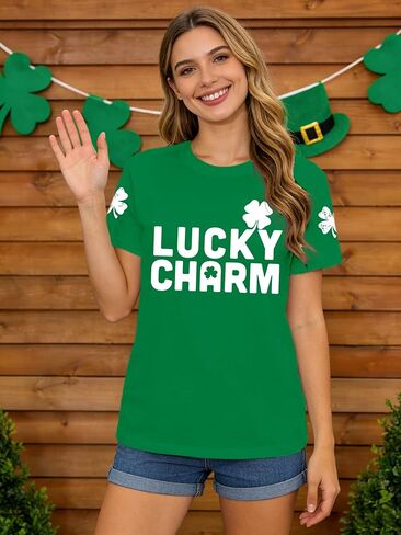 تي شيرت يوم القديس باتريك للسيدات شامروك لاكي تي شيرت Iet's Get Shamrocked تي شيرت in Kuwait