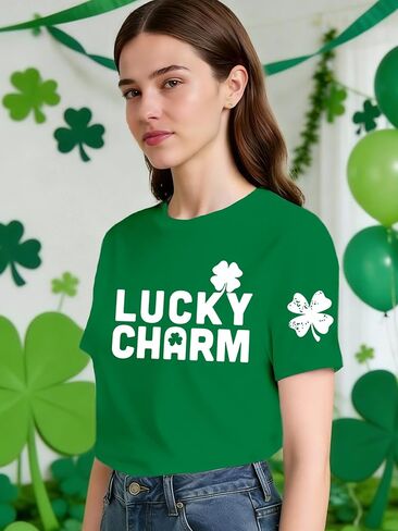 تي شيرت يوم القديس باتريك للسيدات شامروك لاكي تي شيرت Iet's Get Shamrocked تي شيرت in Kuwait