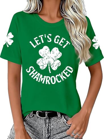 تي شيرت يوم القديس باتريك للسيدات شامروك لاكي تي شيرت Iet's Get Shamrocked تي شيرت in Kuwait