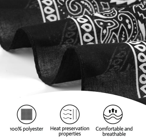 3-Pack 22 Inch Paisley Bandanas, for Men and Women, Multiple Colors, Versatile for Daily Wear, Parties & Styling in Saudi Arabia