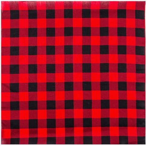 باندانا مربعات الجاموس باللونين الأحمر والأسود~ قطعة فنية يمكن ارتداؤها 100% قطن - وشاح in Kuwait