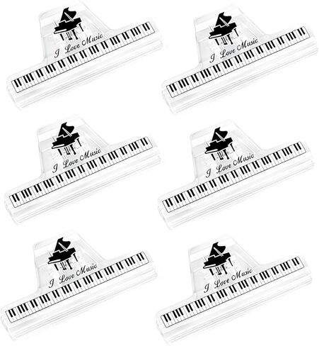 6 قطع من مشبك كتاب الموسيقى البلاستيكي، مشبك ورق الموسيقى، مشبك ورق الموسيقى، حامل صفحة الموسيقى، لأدوات العزف على البيانو والجيتار والكمان وكتب القراءة - نمط مذكرة الموسيقى in Kuwait