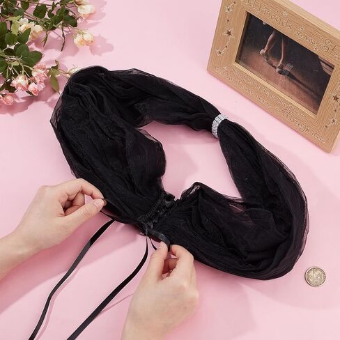NICENEEDED Bridal Detachable Tulle Shawl, Black Wedding Strapes Puffy Dress Scarf Sleeve Shawls, Removable Shoulders Cover Up Accessory for Wedding Costume in Saudi Arabia