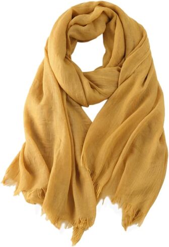 Solid Color Cotton Blend Scarf Lightweight Long Gauze Shawl Linen Beach Wrap Travel Scarf 75"×40" in Saudi Arabia