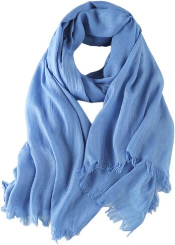 Solid Color Cotton Blend Scarf Lightweight Long Gauze Shawl Linen Beach Wrap Travel Scarf 75"×40" in Saudi Arabia
