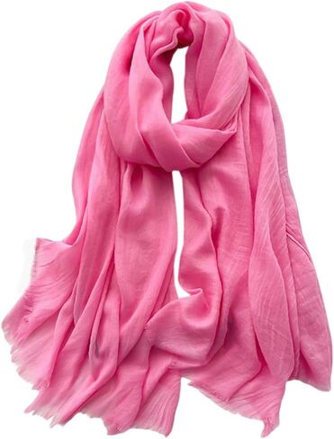 Solid Color Cotton Blend Scarf Lightweight Long Gauze Shawl Linen Beach Wrap Travel Scarf 75"×40" in Saudi Arabia