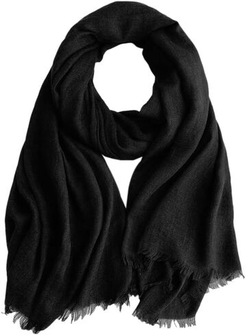 Solid Color Cotton Blend Scarf Lightweight Long Gauze Shawl Linen Beach Wrap Travel Scarf 75"×40" in Saudi Arabia