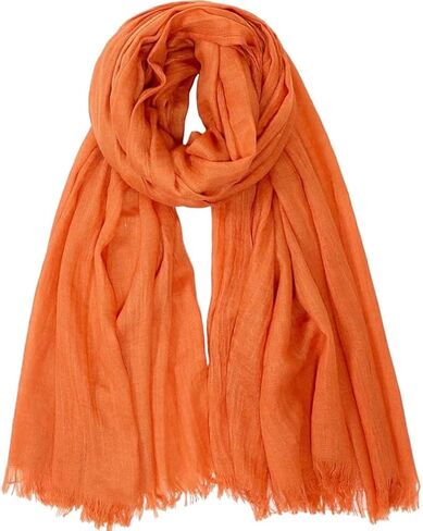 Solid Color Cotton Blend Scarf Lightweight Long Gauze Shawl Linen Beach Wrap Travel Scarf 75"×40" in Saudi Arabia