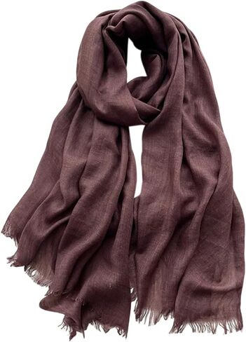 Solid Color Cotton Blend Scarf Lightweight Long Gauze Shawl Linen Beach Wrap Travel Scarf 75"×40" in Saudi Arabia