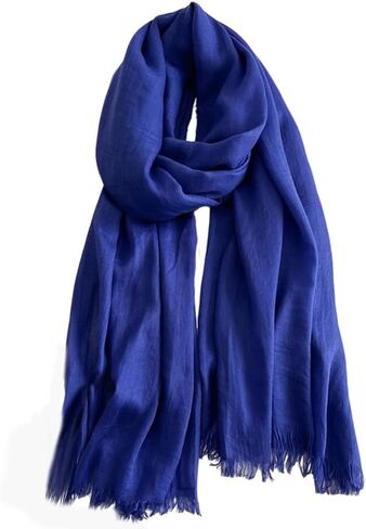 Solid Color Cotton Blend Scarf Lightweight Long Gauze Shawl Linen Beach Wrap Travel Scarf 75"×40" in Saudi Arabia