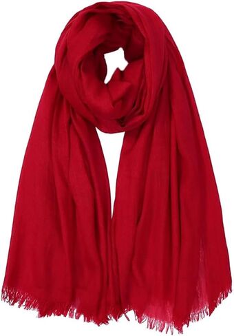 Solid Color Cotton Blend Scarf Lightweight Long Gauze Shawl Linen Beach Wrap Travel Scarf 75"×40" in Saudi Arabia