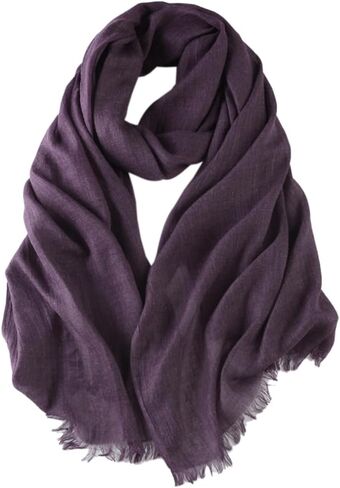 Solid Color Cotton Blend Scarf Lightweight Long Gauze Shawl Linen Beach Wrap Travel Scarf 75"×40" in Saudi Arabia