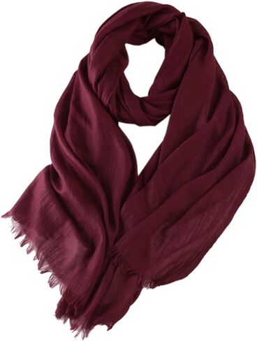Solid Color Cotton Blend Scarf Lightweight Long Gauze Shawl Linen Beach Wrap Travel Scarf 75"×40" in Saudi Arabia