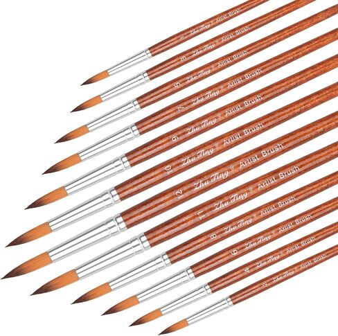 12Pcs Round Paint Brushes for Acrylic Painting Watercolor Brushes Model Paintbrushes Artist Paint Brush for Face Crafts Canvas Body Nail Art Miniature in Saudi Arabia