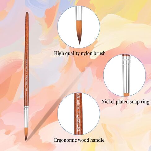 12Pcs Round Paint Brushes for Acrylic Painting Watercolor Brushes Model Paintbrushes Artist Paint Brush for Face Crafts Canvas Body Nail Art Miniature in Saudi Arabia