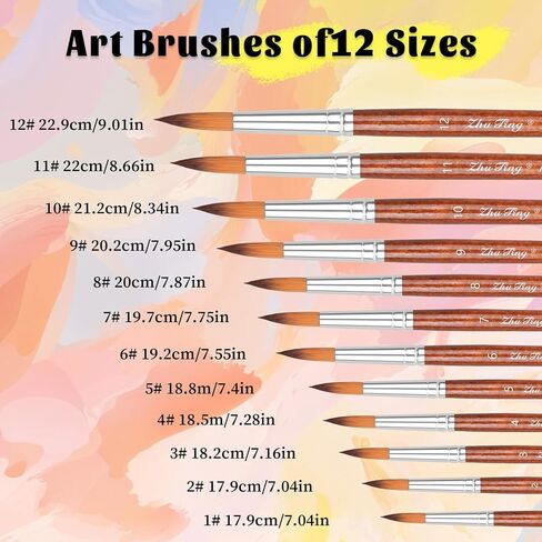 12Pcs Round Paint Brushes for Acrylic Painting Watercolor Brushes Model Paintbrushes Artist Paint Brush for Face Crafts Canvas Body Nail Art Miniature in Saudi Arabia