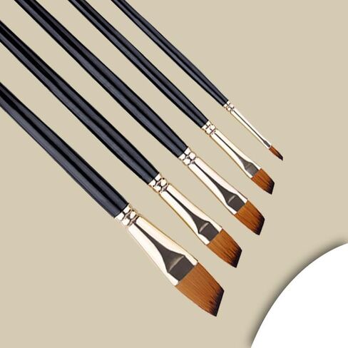 5-Pack Watercolor Brush Set, Paint Brushes Nylon Hair Brushes for Face Nail Art, Canvas, All Purpose Oil Watercolor Painting Artist Professional- Slanted in Saudi Arabia