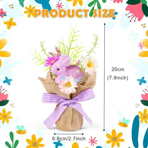 Dlerom 4 Pcs Easter Centerpiece Table Decorations Mini Artificial Easter Potted Plants Arrangement with Flowers Eggs Rabbits for Spring Home Desktop Farmhouse Party Decor in Kuwait