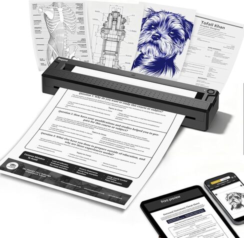 Bagana Portable Printers Wireless for Travel, Bluetooth Thermal Small Printer Supports 8.5" x 11" US Letter & A4 Size, Inkless Mobile Compact Printer for Phone&Laptop for Home Office School in Kuwait