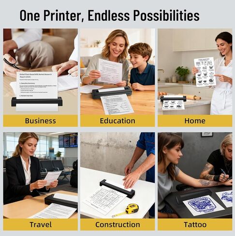 Bagana Portable Printers Wireless for Travel, Bluetooth Thermal Small Printer Supports 8.5" x 11" US Letter & A4 Size, Inkless Mobile Compact Printer for Phone&Laptop for Home Office School in Kuwait