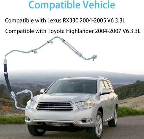 Power Steering Pressure Line Hose Assembly Compatible with Lexus RX330 2004-2005 Toyota Highlander 2004-2007 V6 3.3L Power Steering Pressure Hose Line Replacement for 3402350 4441048141 in Kuwait