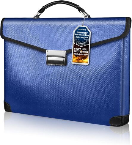 Fireproof Document Bag 14.5"X11"X2.5" Fireproof Money Bag for Cash With Lock and Zipper,Fire&Waterproof Storage Organizer Pouch for Valuables,Legal Document,Laptop,Passport,(Silver) in Saudi Arabia